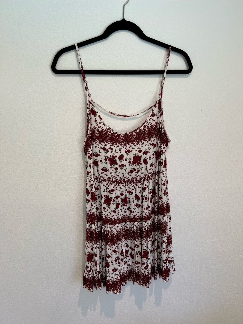 Brandy Melville White Dress with Red Rose Print